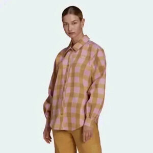 Addidas button down twill casual fall cotton long stylish sleeve shirt jacket S